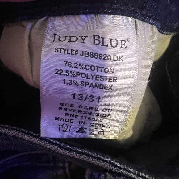 Judy Blue Dark Blue Flare Jeans with Rhinestone Accents - Picture 10 of 14